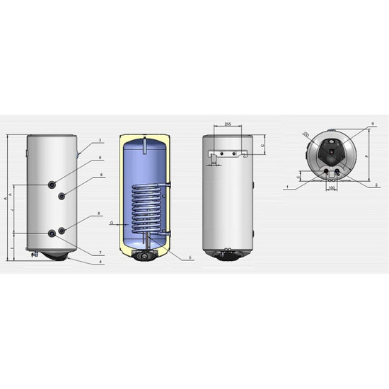 ELDOM Green Line SL150 - indirekt használati meleg víz tartály 1 hőcserélővel (balos / 150 liter / 3 kW / 460 mm Ø)