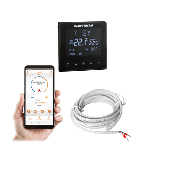 Computherm E300 padló érzékelő WiFi, fekete termosztát
